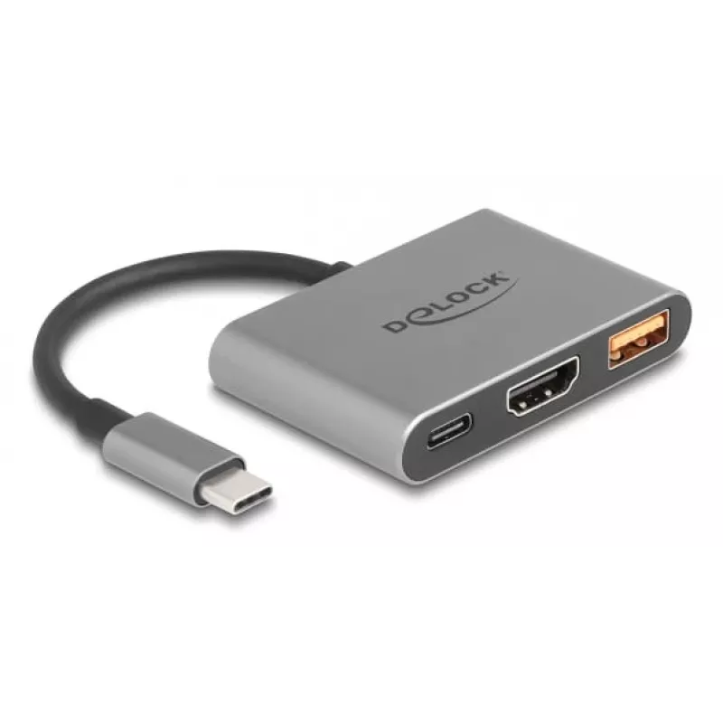 Adaptador de cabo de vídeo DeLOCK 61071 0,1 m USB Type-C USB Type-C USB Type-A HDMI cinzento