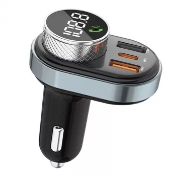 Sistema mãos-livres Awei C-843 Bluetooth 5.0 com transmissor FM, ligações USB e USB-C