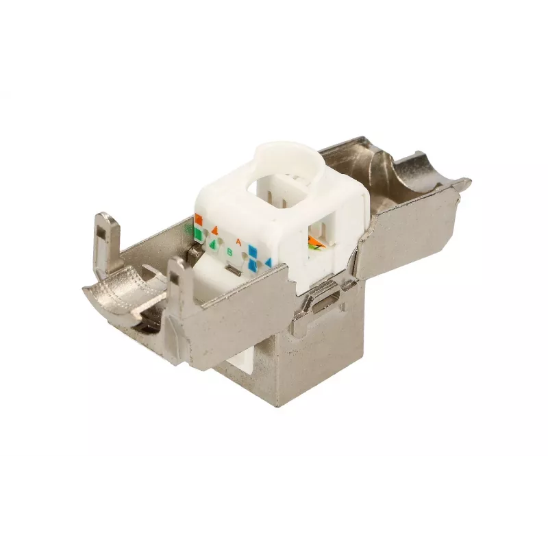Extralink Keystone CAT6A STP RJ45 módulo keystone metálico angular, porta única