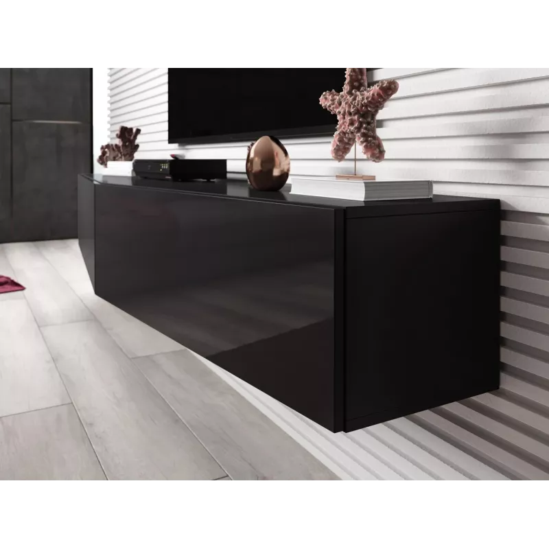 Suporte de TV Cama VIGO SLANT 180cm (2x90) preto/preto brilhante