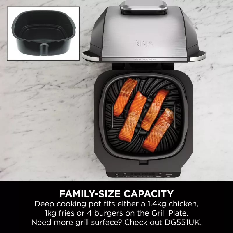 Fritadeira de ar quente Ninja DG551EU aparelho individual 3,8 L autónomo 1760 W fritadeira de ar quente preto, prateado