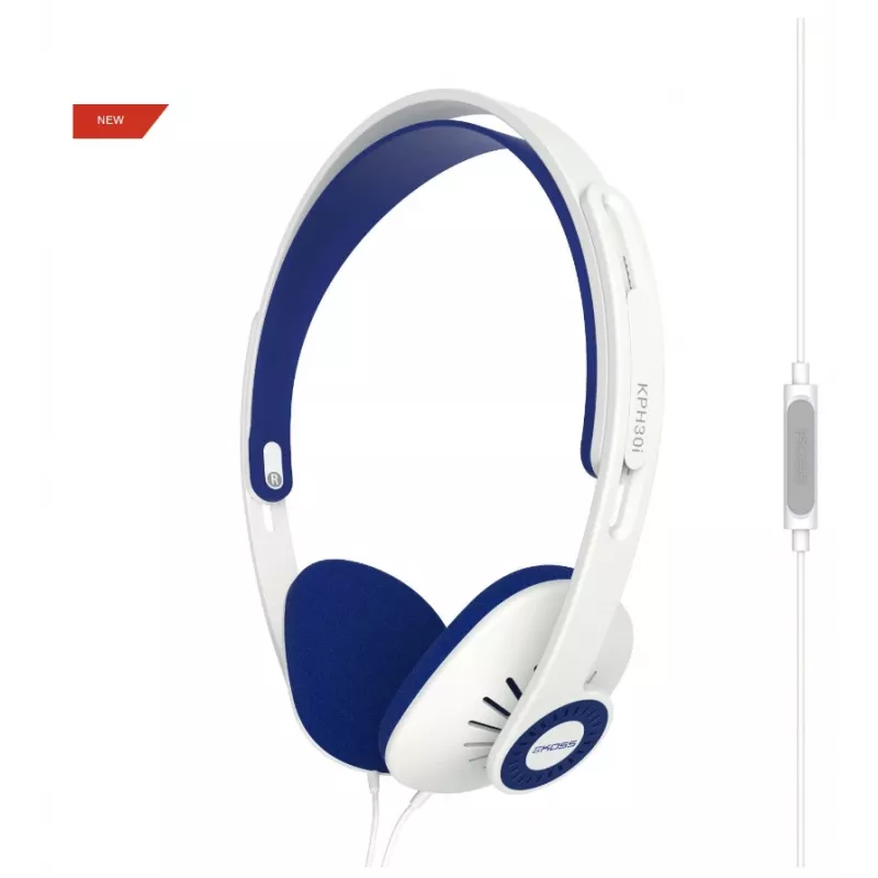 Koss KPH30i Auscultadores com fios de arco de cabeça Azul, Branco