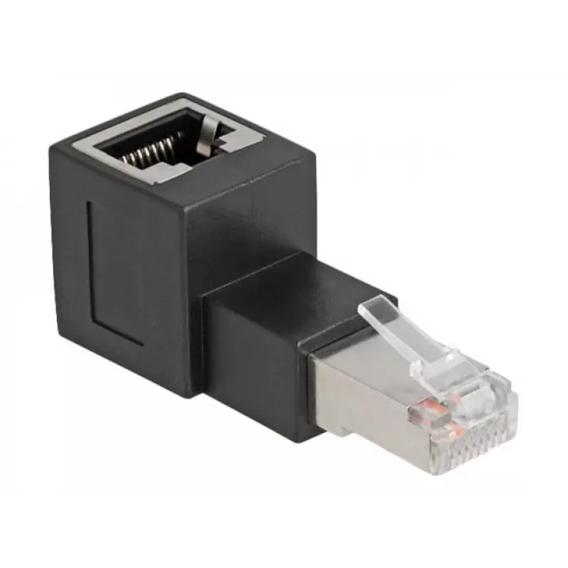 Adaptador DeLOCK ficha RJ45 para conector fêmea RJ45 Cat.6A angular 90° (para cima) preto