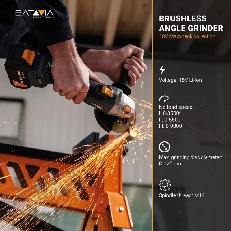 Batavia B.V. Rebarbadora sem escovas a bateria 18V | 125 mm