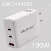 Carregador QOLTEC 100W GaN USB-C Dual PD 5–20V 1,5–5A, 2×USB-C