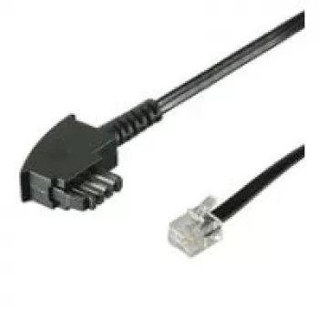 Cabo de ligação Wentronic Goobay TAE-F (pinagem internacional) de 4 polos, preto, 10 m - ficha TAE-F macho para ficha RJ11/RJ14 (6P4C) macho (50940)