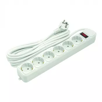 Extensão elétrica doméstica 5 m, 6 tomadas, com interruptor