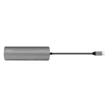 Hub LogiLink USB 3.2 Gen2 4+1 portas 2x USB-A 2x USB-C PD 100W alumínio