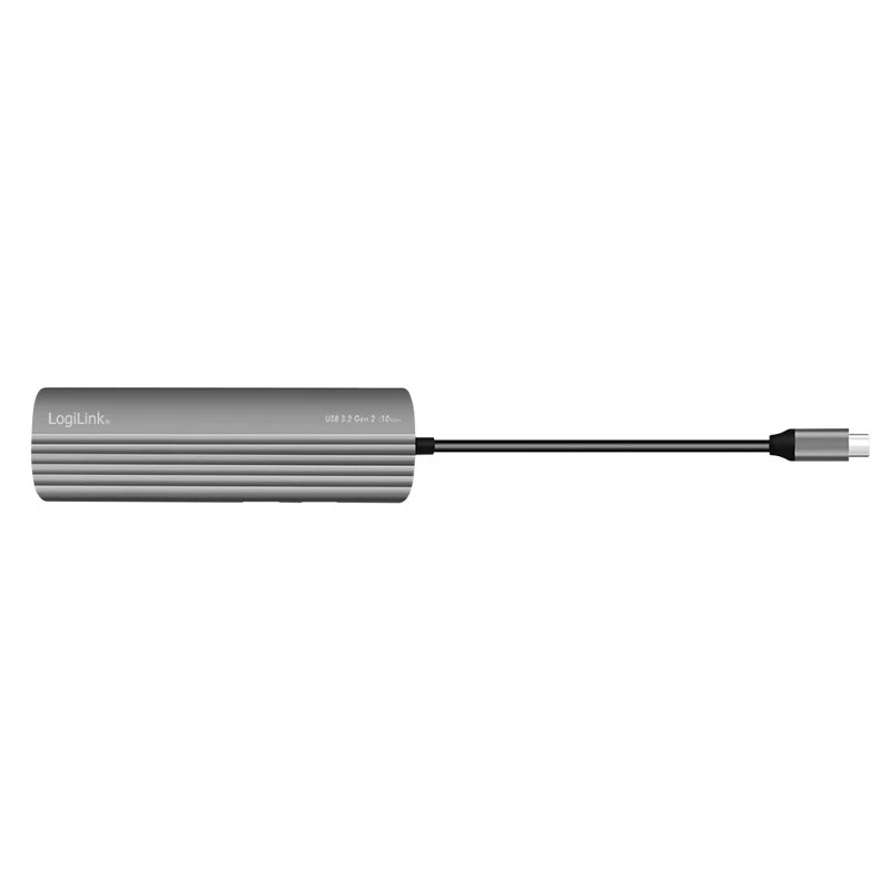Hub LogiLink USB 3.2 Gen2 4+1 portas 2x USB-A 2x USB-C PD 100W alumínio
