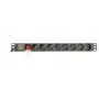 Unidade de distribuição de energia GEMBIRD EG-PDU-014 — 8× tomadas Type-F, 16 A, cabo de 3 m, rack 1U, 3680 W, preto