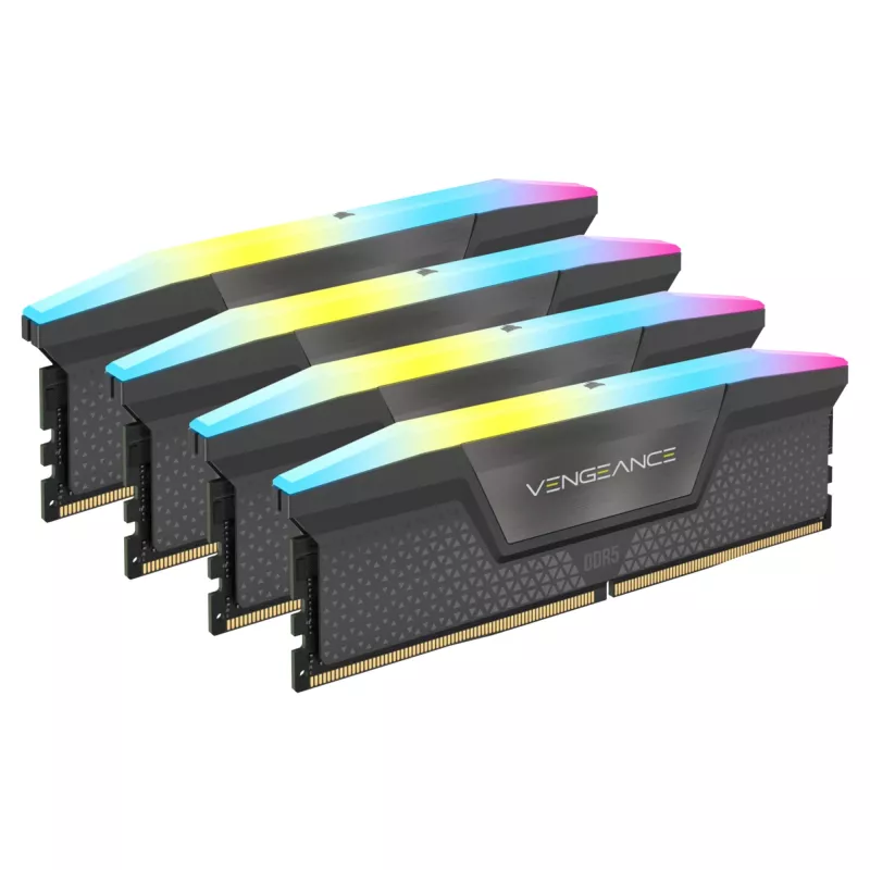DIMM 64 GB DDR5-6000 (4x 16 GB) Quad-Kit, Memória RAM preta, CMH64GX5M4B6000C36, Vengeance RGB, INTEL XMP