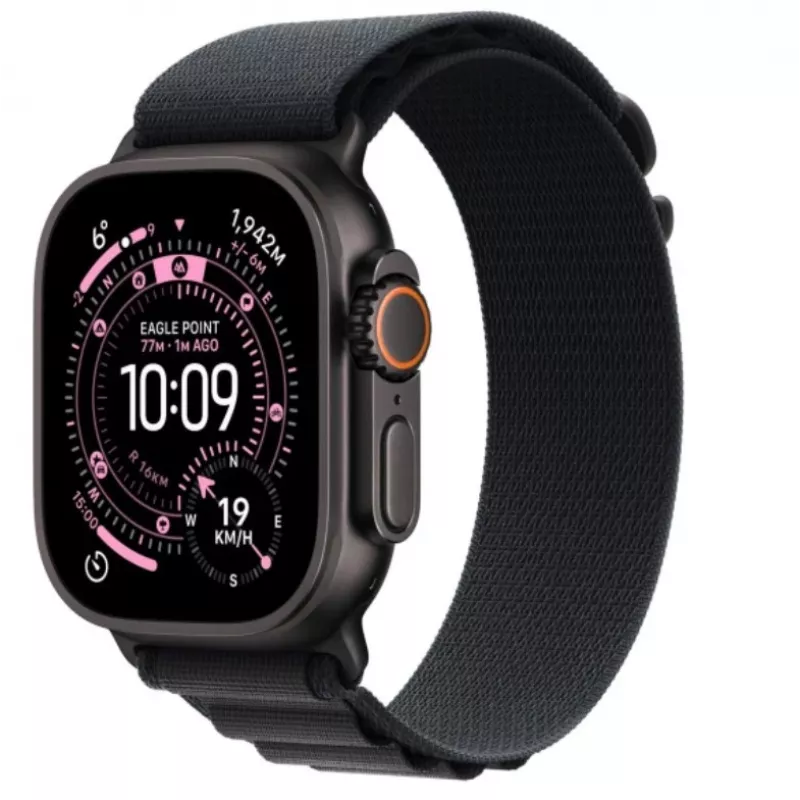 Apple Watch Ultra 3 GPS + Cellular 49mm caixa de titânio preta com bracelete Alpine Loop preta Medium
