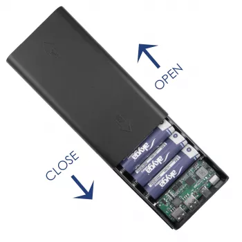 Caixa para powerbank Akyga AK-BC-05 37000 mAh, 12x 18650, 22.5W, Qi, USB-C, 2x USB-A, Lightning