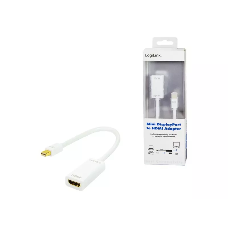 Adaptador de cabo de vídeo LOGILINK Mini DisplayPort para HDMI Type-A CV0036A, 0,1 m, cinzento
