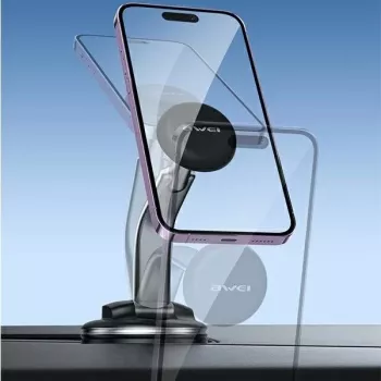Suporte magnético para telemóvel Awei X45 para montagem no para-brisas e no painel, compatível com smartphones