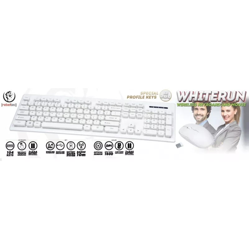 Conjunto de teclado e rato sem fios Rebeltec Biae Whiterun