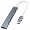 Hub USB VAKOSS TC-4125X — 1× USB 3.0 Type-A, 3× USB 2.0 Type-A, Host: USB Type-C, prateado