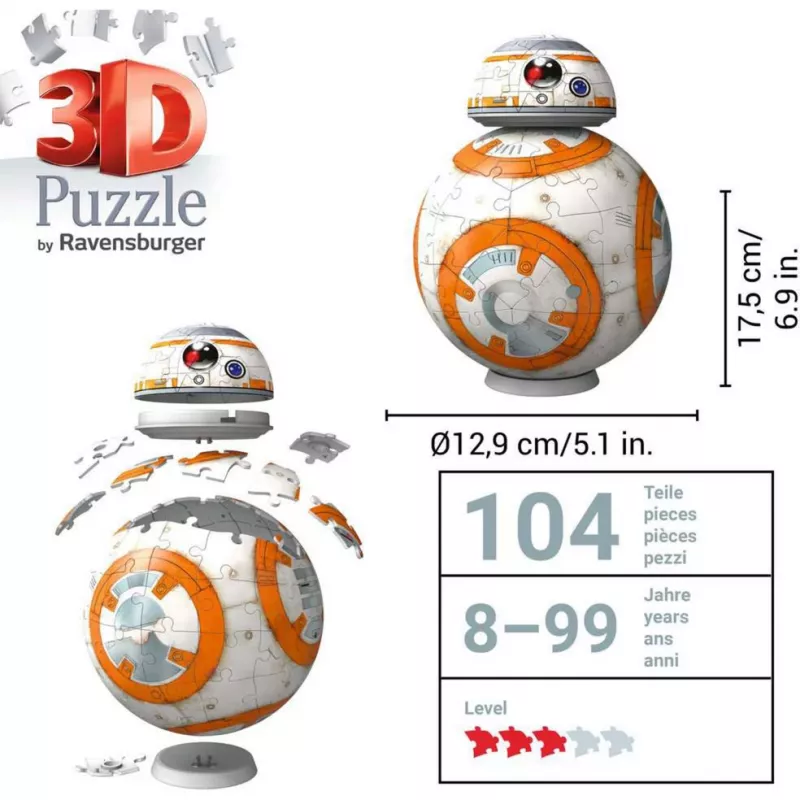 Ravensburger 11578 Puzzleball 3D Star Wars BB-8, 99 peças