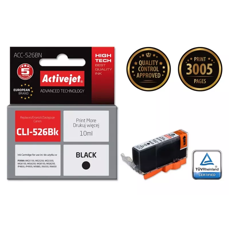 Tinta Activejet ACC-526BN (substituto para Canon CLI-526Bk; Supreme; 10 ml; preto)