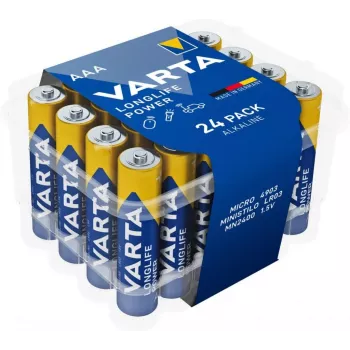 Pack de pilhas alcalinas Varta AAA (R3) Longlife Power — 24 unidades