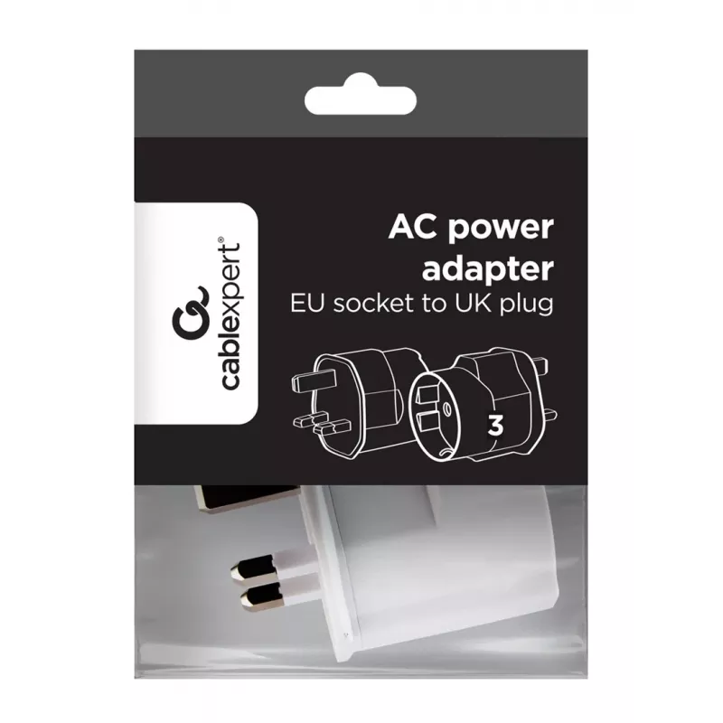 Gembird A-AC-EUFUKM-01 adaptador de corrente AC, tomada EU-Schuko para ficha UK, 13 A