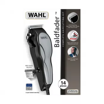 Máquina de cortar cabelo Wahl 20107.0460 Baldfader — aparador com fio AC, 6 níveis de comprimento, 1–13 mm, largura da lâmina 45 mm, preto/cromado