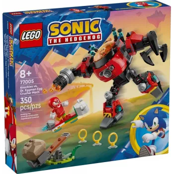 Conjunto de brinquedo de construção LEGO Sonic the Hedgehog 77005 Knuckles vs Dr Eggman Egg Crusher Mech, 350 peças, idade 8+