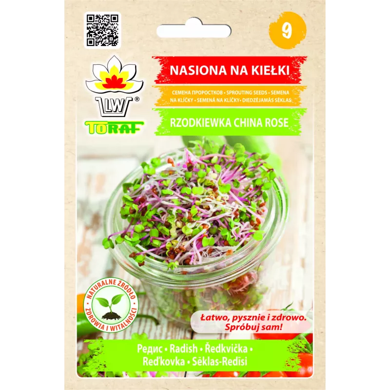 Sementes de rabanete China Rose para rebentos, embalagem de 20 g