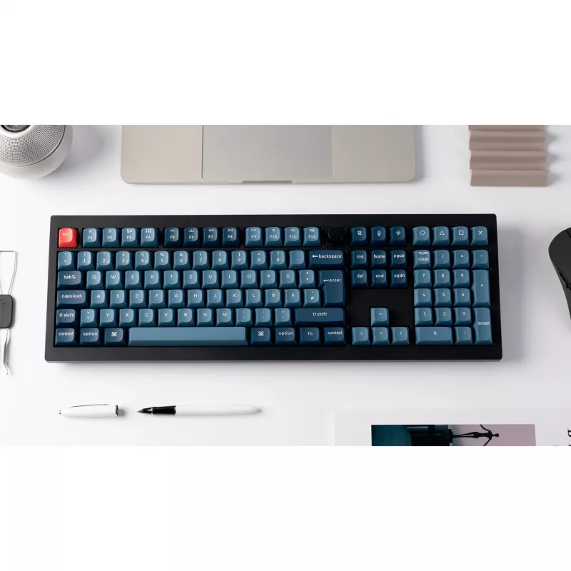V6 Max, teclado gaming preto/azul-cinzento, layout DE, Gateron Jupiter Red, Hot-Swap, RGB