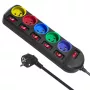 Régua de tomadas Maclean MCE204M 1,5 m 5 tomadas AC interior preta, multicolor