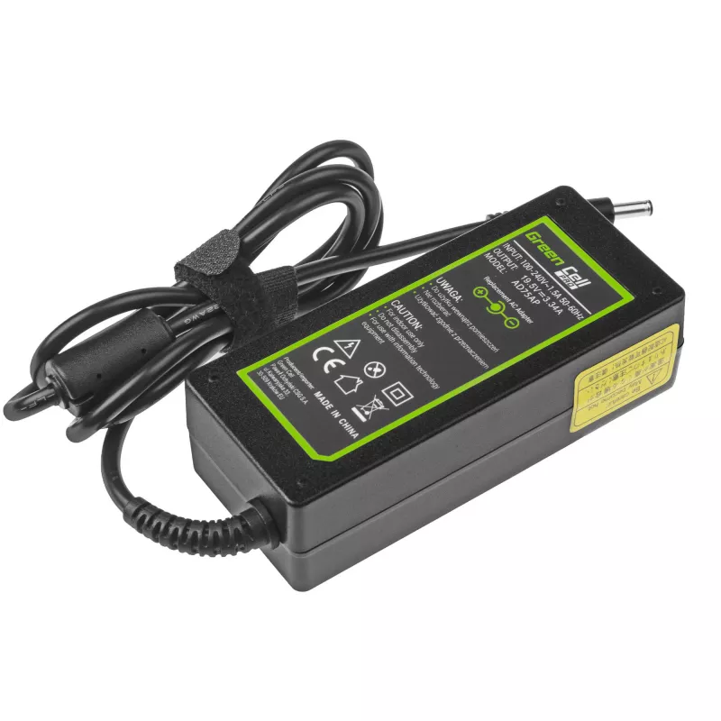 Fonte de alimentação Green Cell AD75AP 65W 19,5V 3,34A para portáteis Dell, interiores, preto