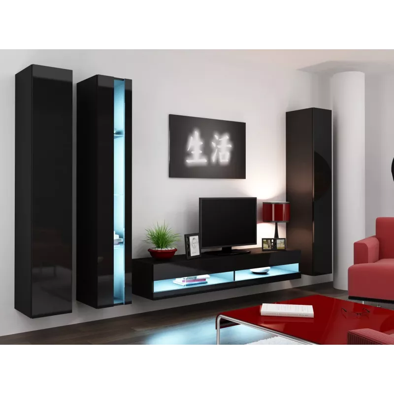 Estante Cama VIGO NEW 180/40/30 preto/preto brilhante