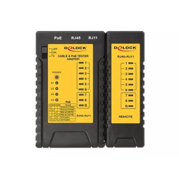 Testador de cabos de rede DeLOCK 86107 preto amarelo