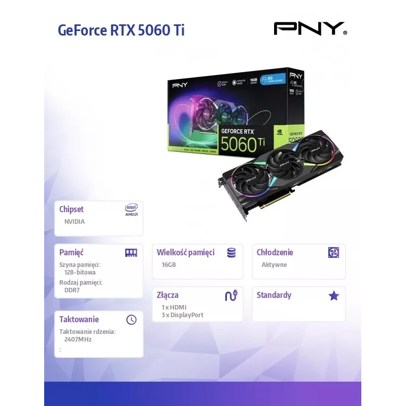 Placa gráfica GeForce RTX 5060 Ti 16GB RGB VCG5060T16TFXXPB1-O