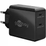 Carregador de interior Goobay 61757 Carregamento rápido USB Type-C 2 Portas Preto