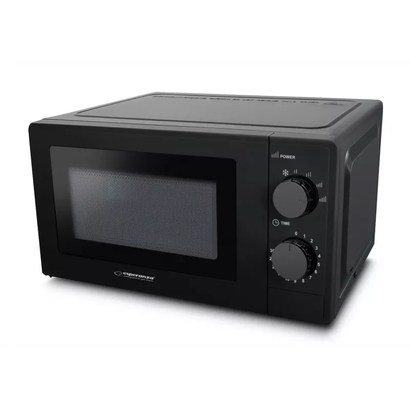 Esperanza ESTOFADO EKO011K micro-ondas solo, de bancada, 20 l, 700 W, 5 níveis de potência, prato rotativo de 24,5 cm, preto