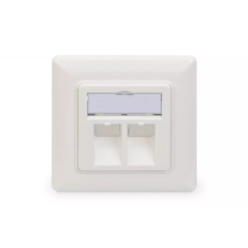 Digitus | Placa de parede para módulos Keystone, tipo alemão, placa central 50x50 mm, moldura 80x80 mm | DN-93801-1