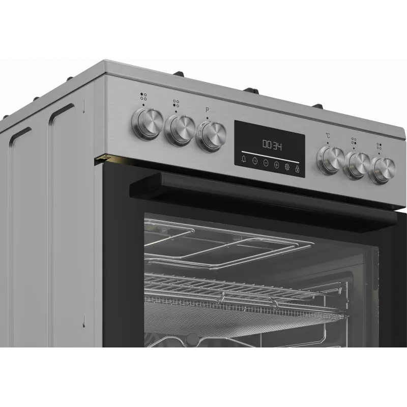 Fogão BEKO | FBMA61330GXDT | Tipo de placa gás | Tipo de forno elétrico | Aço inoxidável | Largura 60 cm | Grelhar | LED | Profundidade 60 cm | 72 L