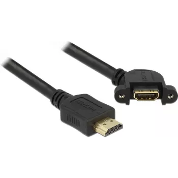 DeLOCK - Cabo de vídeo/áudio/rede - HDMI - 28 AWG - HDMI, 19 pinos (B) - HDMI, 19 pinos (M) - 1,0 m - preto - ficha angular de 110 graus (85103)