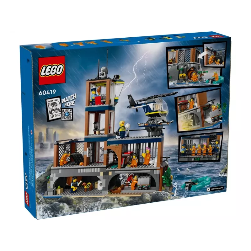 LEGO City conjunto de construção Esquadra de Polícia Ilha Prisão 60419 — 980 peças, 7 minifiguras, 370×400×160 mm