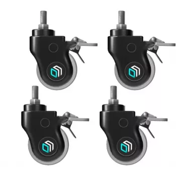 Conjunto de rodas para suporte de ecrã de sinalização ONKRON AWL75-B, 4 peças, plástico e borracha, preto/branco