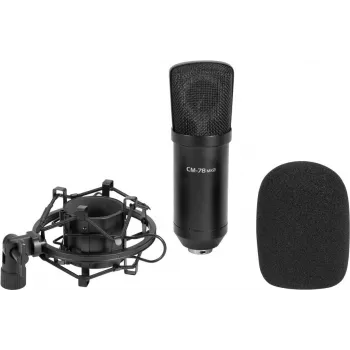 Microfone de condensador de grande diafragma Omnitronic CM-78MK2 — gravação de estúdio de voz e instrumentos