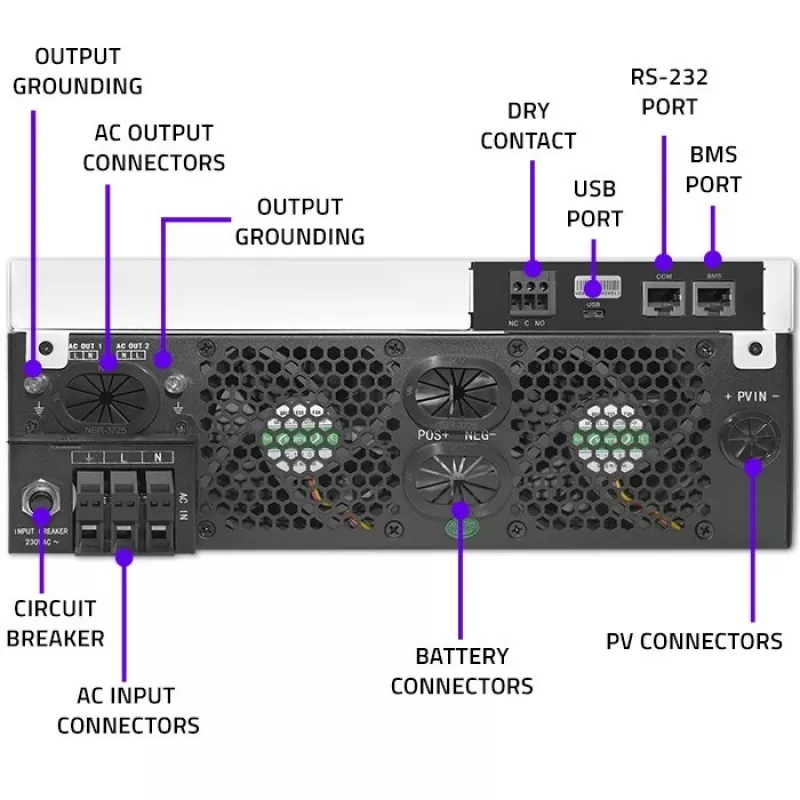 Qoltec, Transformador de tensão, Inversor solar híbrido Off-Grid 4kVA 4kW 120A MPPT LCD Wi-Fi BMS Sinusoidal