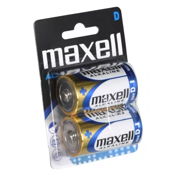 Pilha alcalina descartável MAXELL D 1,5V (cilíndrica) – 2 unid., blister