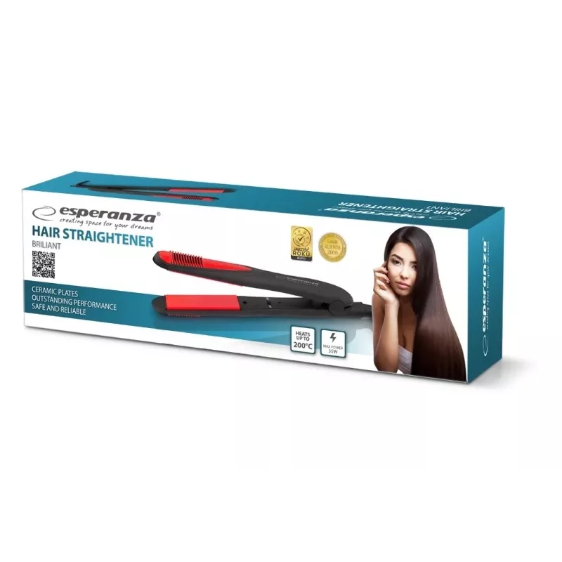 Esperanza EBP004 Brilliant alisador de cabelo, 35 W, preto/vermelho