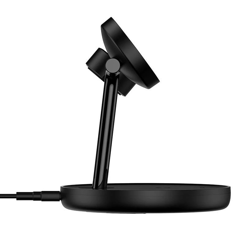 Estação de carregamento magnética sem fios 3 em 1 Baseus Swan 20W preta versão universal (inclui: USB Type-C 3A 1m)