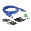 Delock 63309 hub USB industrial externo, 4 x USB 3.0 Type-A, proteção ESD de 15 kV, caixa metálica, montável na parede
