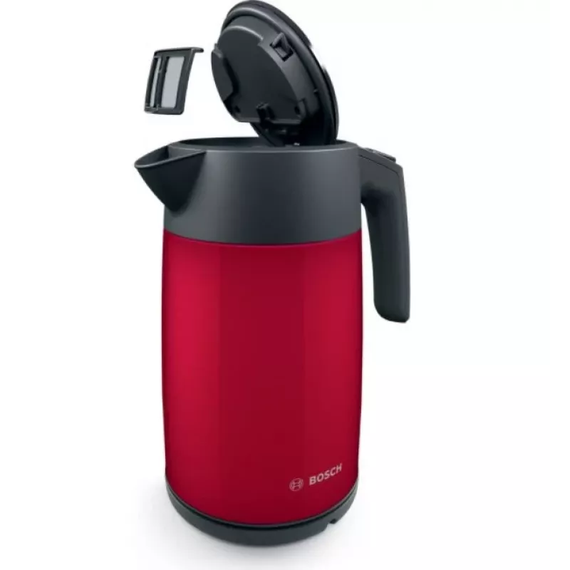Chaleira elétrica Bosch TWK7L464 – capacidade de 1,7 L, 2400 W, vermelha, caixa em plástico