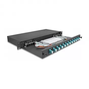 Caixa de fusão de fibra ótica DeLOCK 67004 preto metal 482x220x44mm