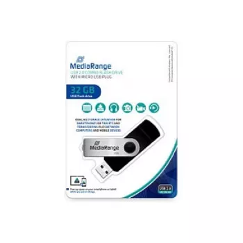 MediaRange MR932 - unidade flash USB - 32 GB - USB 2.0 / Micro-USB - preto/prateado (MR932-2)